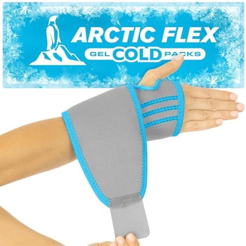 Arctic Flex Wrist Ice Pack - Refreezable Gel Compression Support - Flexible Hot/Cold Brace For Injuries, Rheumatoid, Tendinitis, Swelling and Carpal Tunnel - Reusable for Pain and Muscle Therapy