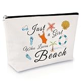 Sfodiary Beach Gifts for Women Beach Lover Funny Vacation Themed Makeup Bag for Women Friends Birthday Christmas Graduation for Girl Teens Niece Cosmetic Bag Travel Toiletry Pouch