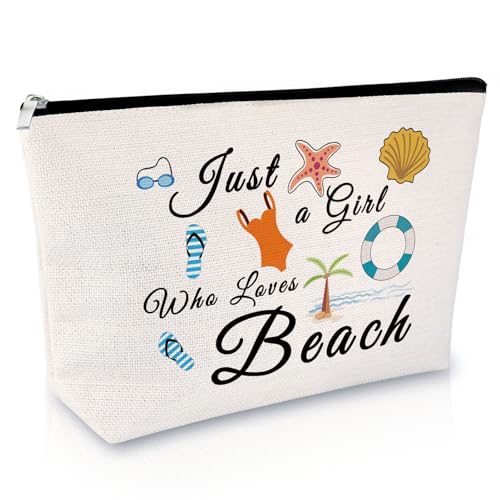 Sfodiary Beach Gifts for Women Beach Lover Funny Vacation Themed Makeup Bag for Women Friends Birthday Christmas Graduation for Girl Teens Niece Cosmetic Bag Travel Toiletry Pouch