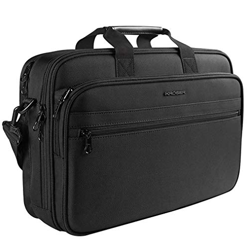 KROSER Laptop Bag Laptop Briefcase Fits Up to 16 Inch Laptop Water-Repellent Light Weight Shoulder Bag Laptop Messenger Bag Computer Bag For Travel/Business/School/Men/Women-Black