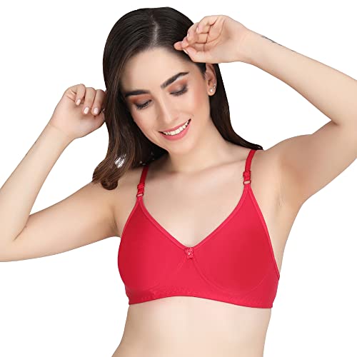 Image of Women Non Padded Bra - Made of Pure Cotton Full Coverage Non Wired Soft Cup for T-Shirt Saree Dress and for Everyday