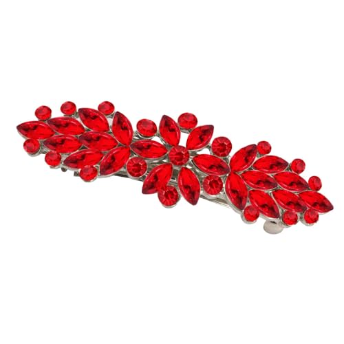 Red Austrian Hair Barrettes, Sparkly Zircon Crystal Hair Clips French Dedign Bridal Fashion Bling Rhinestons Hairpins, Wedding Hairgrip Hair Headwear Accessories for Women Girls Bride Bridesm