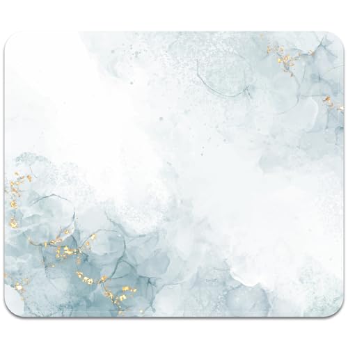 Image of FROGIGO Mouse Pad with Stitched Edges - Minimalist Mousepad for Women, 9.25 x 7.75 inch Washable Square Desk Pad, Non-Slip Rubber Base, Office Home Laptop Accessories - Mist Calm