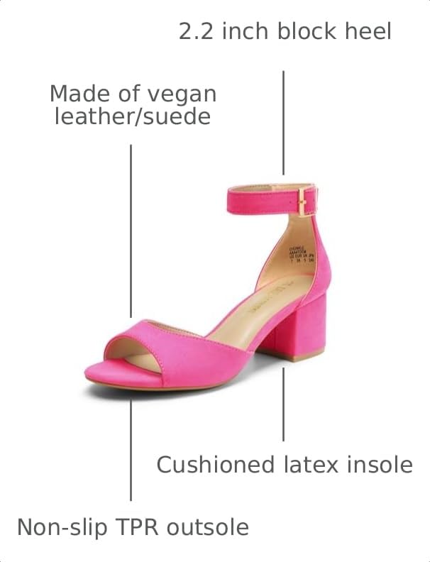Image of DREAM PAIRS Women's Chunky Heel Sandal | 2.2 inch chunky block heels,open toe with ankle strap buckle, classic comfortable heeled sandals,wedding party dress shoes