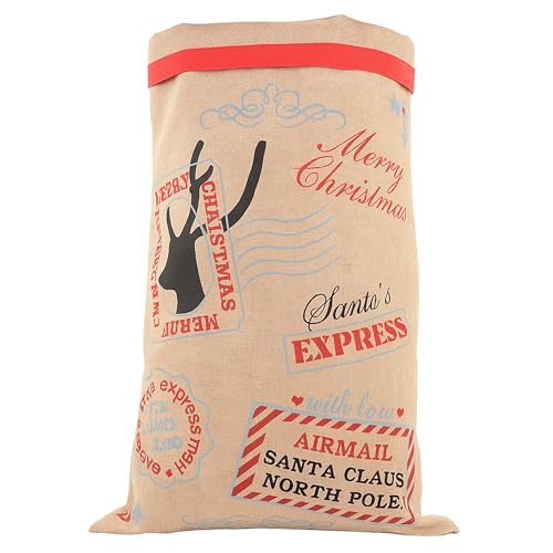 Sac de Père Noël en jute pour décoration au pied du sapin