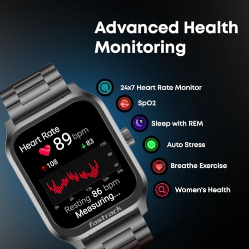 Image of Fastrack Limitless FS2 Classic Smart Watch, 1.83 inch TFT Display, 240 * 284 Pixel Resolution, SingleSync BT Calling, AI Voice Assistant, 100+ Sports Modes & Smartwatch Faces, IP68 (Black)