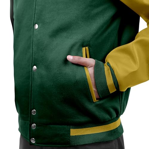 Image of Baseball Wool Letterman Varsity Faux Leather Sleeve For Men | Wool Varsity Bomber Jacket