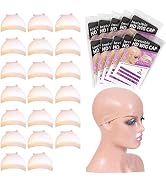 Tinashe 20pcs HD Wig Caps for Lace Front Wig, Elastic Medium Nylon Stocking Caps Stretchy Wig Cap...