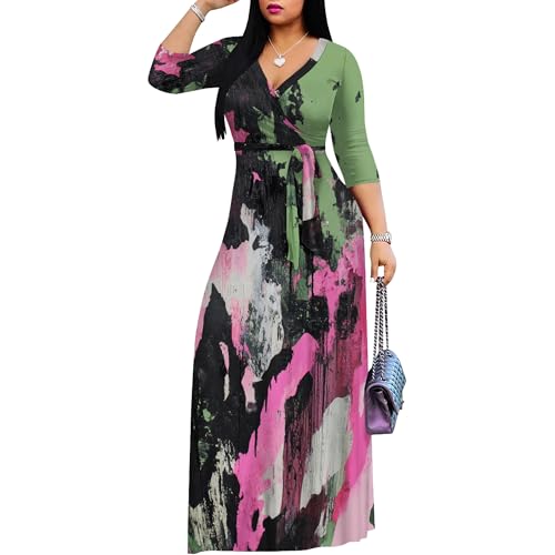 PINKPATTY Women's Plus Size Maxi Dress 3/4 Sleeves Casual Flowy Long Dress for Vacation with Pockets - Image 3