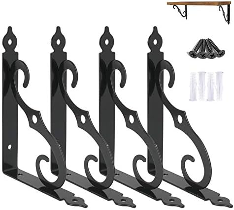 4 Pack Shelf Brackets 10 Inch Floating Shelf Bracket 1/5 Inch Thick Heavy Duty - View #4
