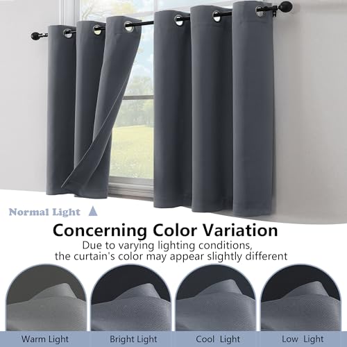 Image of Simplebrand Grey Short Kitchen Curtains 24 Inch Length 2 Panels Set, Small Windows Room Darkening Curtain for Bathroom, Cabinet, Basement, RV Camper, Thermal Insulated Short Drapes, 40 x 24 Inch