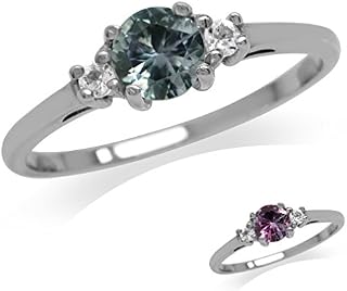 Silvershake Petite Simulated Color Change Alexandrite and White Cubic Zirconia 925 Sterling Silver