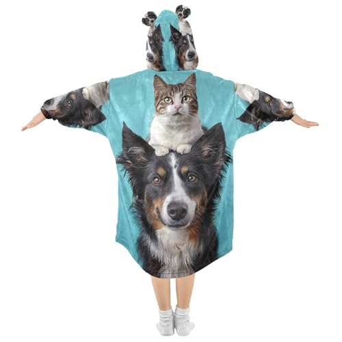 Orange Cat Blue Kids Wearable Blankets Teen Girls Sweater Animal 3D Print Toddler Boys Oversized Sweatshirt Hoodie2