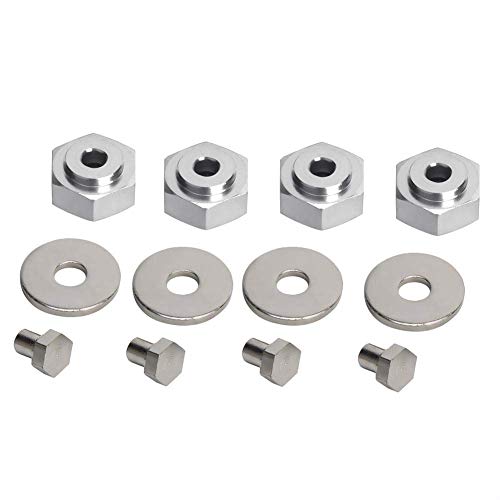 4pcs Wheel Extension Adapter, 12mm Turn to 17mm Wheel Hex Hub Conversion Adapter for 1/10 RC Car(Silver) 12Mm to 17Mm Hex Adapters Rc
