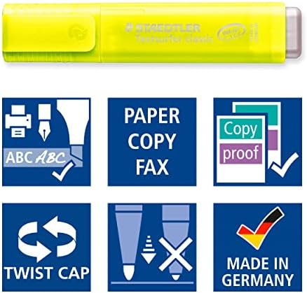 STAEDTLER Textsurfer 364 P WP8 Pack of 8 Highlighters in Classic Rainbow Colours