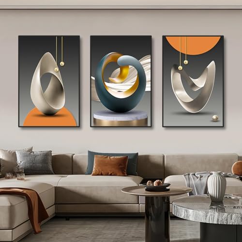 Peinture à l'huile chambre déco haut de gamme - Toile murale triptyque encadrée