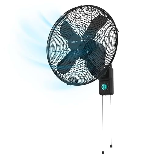 Cecotec Ventilador de Pared EnergySilence 4500 Power Wall Black. 50W, Diámetro de 45cm, 4 Aspas Aerodinámicas, Interruptor por Cadena, 3 Velocidades, Incluye elementos de montaje
