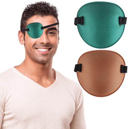 2 Pcs Eye Patch, Medical Eye Patches for Adults Kids Adjustable Eyepatch for Right/Left Eye, Amblyopia Lazy Eye Patch