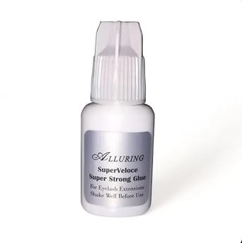 Alluring SuperVeloce Eyelash Extension Adhesive 3D Volume Glue 5ml - Low Fumes, Fast Drying, Excellent Holding Power, Extra Strong Eyelash Glue