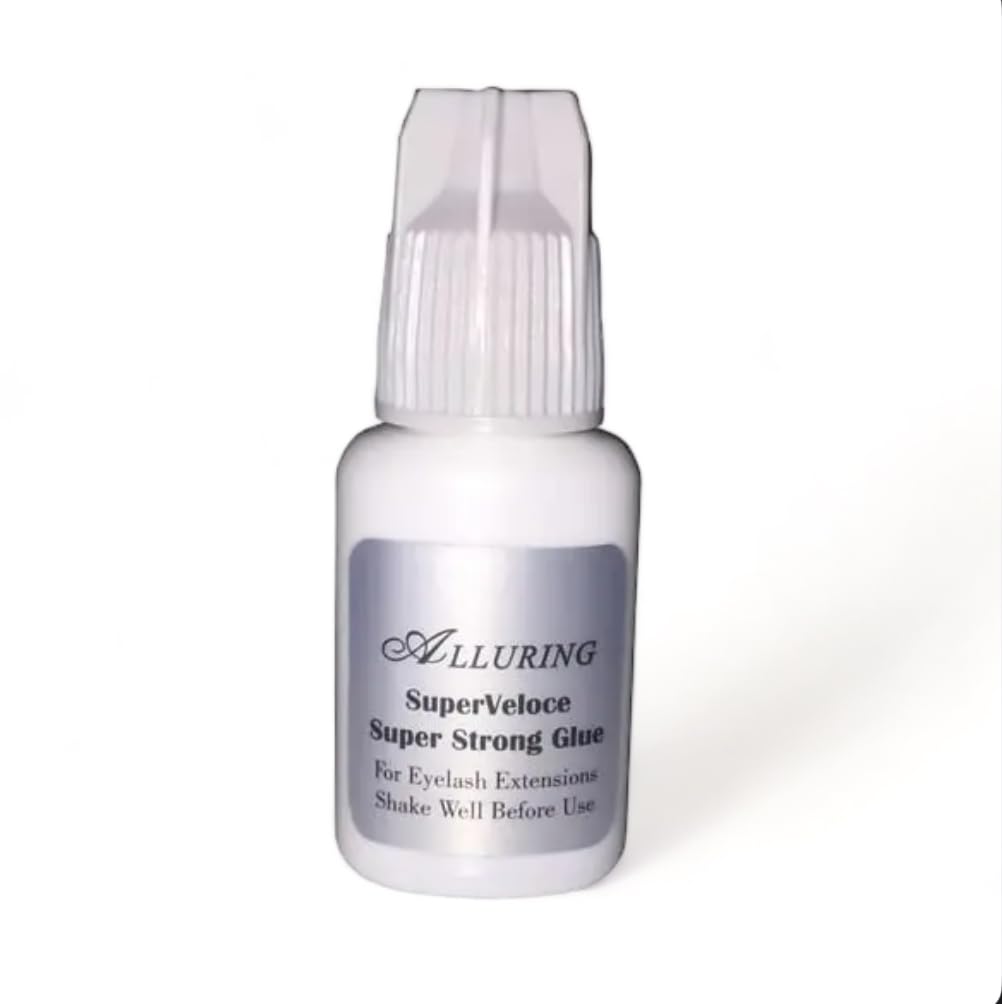 Alluring Super Veloce Adhesive 3D Volume Eyelash Extension Glue - Extra Strong Professional Lash Glue 5ml | 1 Sec Drying time | Retention - 8 Weeks | Black Adhesive for Semi-Permanent Extensions