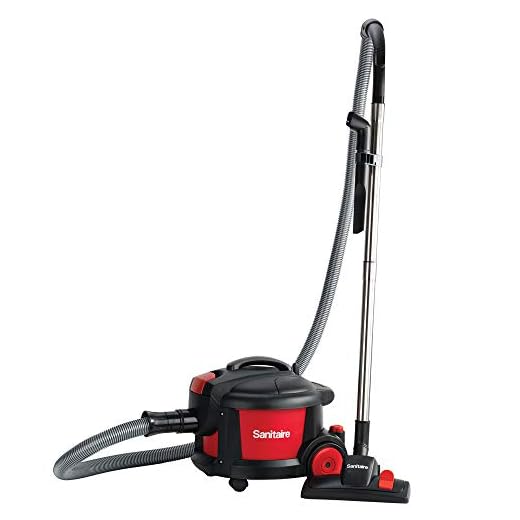 Sanitaire SC3700A Quiet Clean Canister Vacuum, Red/Black, 9.0 Amp, 11" Cleaning Path.