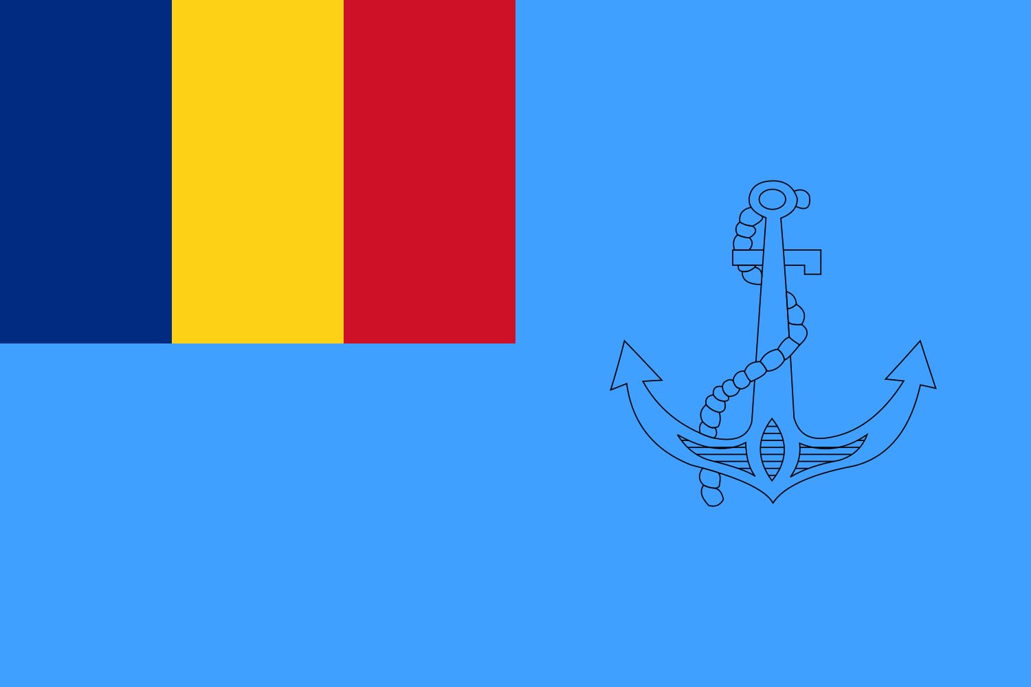 Drapeau XL Naval Jack of Romania 1995-1998 drapeau paysage grand pavillon militaire