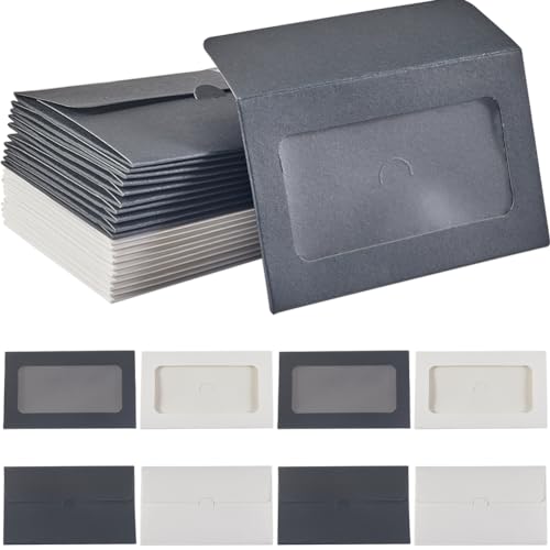 CRASPIRE Envelopes de cartão de presente com janela de 2 cores, 60 peças, 10 x 6 cm, papel retangula