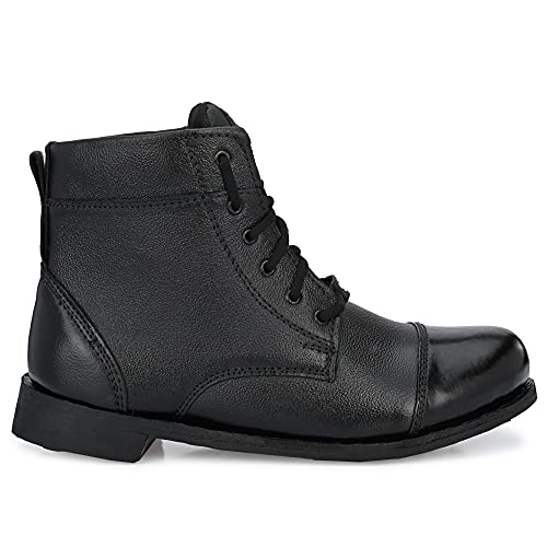 Image of OMEE GOLD Army Leather Parade & Drill Boots /Military /Tactical /Training /Trekking Black Ankle High Boots for Men