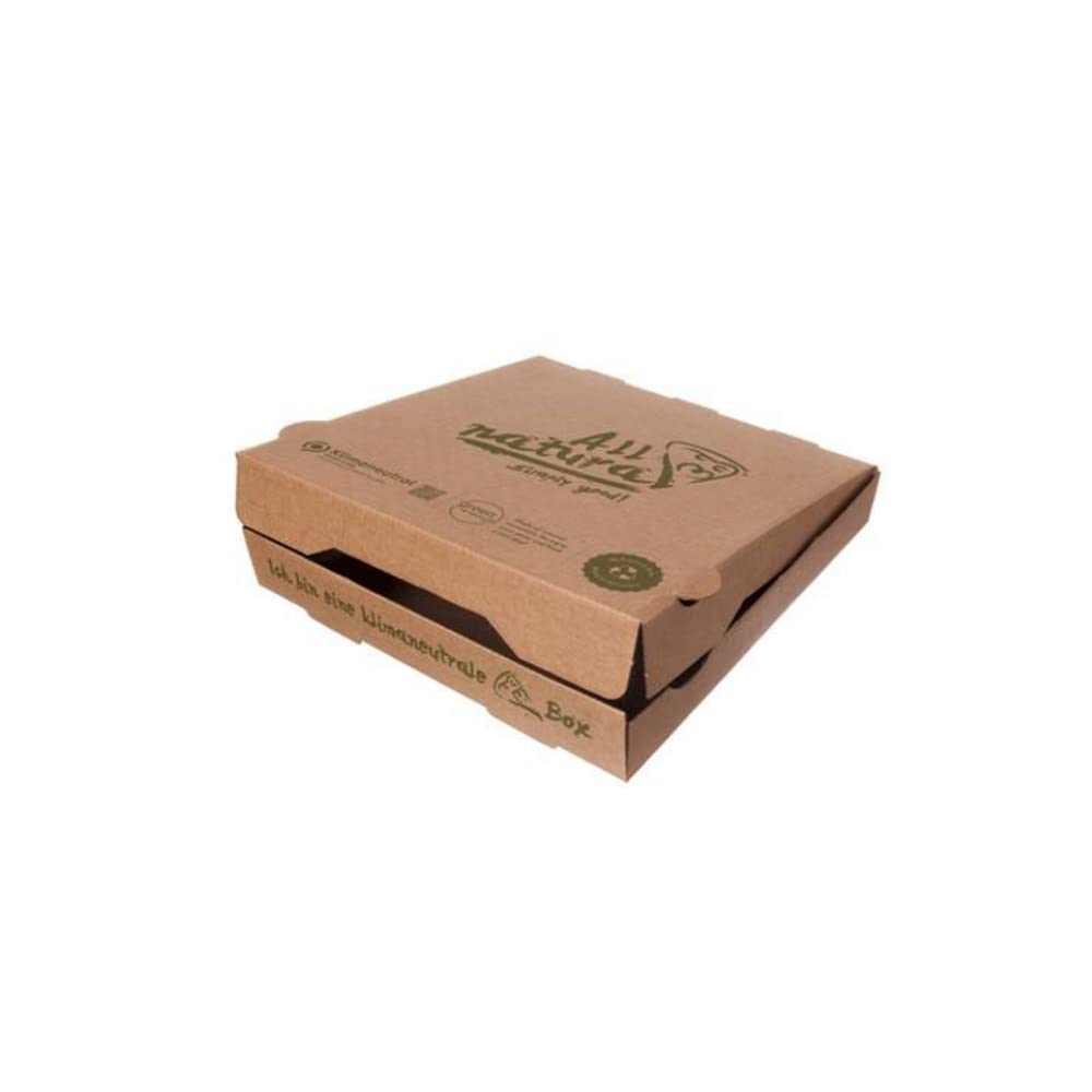 Pro DP 100 Pizzaboxen Pizzakartons Pizzaschachteln 32x32x4cm braun mit Bio Neutraldruck All Natural klimaneutral - Inkl. VerpG in D