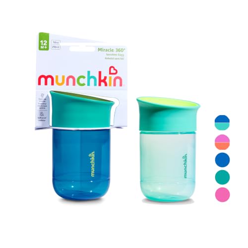 Munchkin Miracle 360 Vaso para bebé | Pack de 2 | 12m+ | 296ml | Azul oscuro/Azul