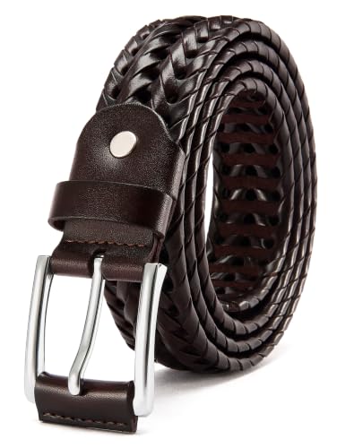 Image of CHAOREN Mens Braided Woven Leather Belt 35MM - Built to Last, Snug Fit | Fully Adjustable, Break-Resistant, Casual-Elegant Vibe, Versatile for Golf, Jeans & Dress, Gift Box