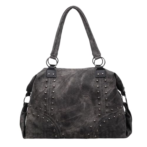 OWGSEE Studded Purse Trendy Faux Leather Studded Tote Handbag Top-Handle