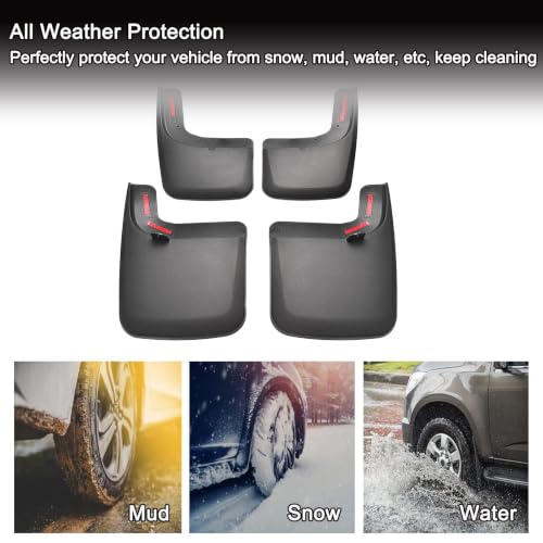 Image of Tecoom Custom Mud Flaps Fit for Ford F150 2024-2017, Front & Rear Pickup Trucks Splash Mud Guards 4Pcs Set, ABS Molded