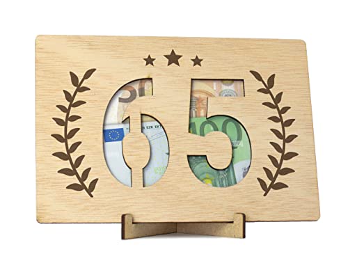CONTRAXT Carte anniversaire 65 ans Bois. Carte idee Postale Bois argent cadeau decoration deco joyeux anniversaire happy birthday cadeaux femme homme adulte 65 ans mariage original papa (65 Argent)