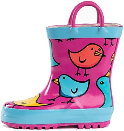 NORTY Rubber Rain Boots for Kids - Waterproof Rubber Boots Boys and Girls Solid & Printed Rainboots for Toddlers and Kids - Chicks Fuchsia Turquoise