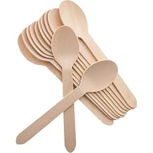 Concession Essentials Wooden Disposable Spoons 6 inches. Spoons Printed with Dark on Spoons.