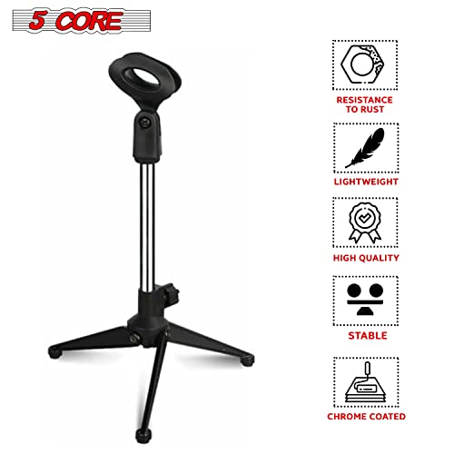 Premium Mini Microphone Stand Tripod Universal Adjustable Desk Microphone Stand Portable Foldable Table Top Desktop Stand With Small Plastic Microphone Clip 5 Core #TOP1