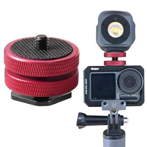 Red Hot Shoe to 1/4-20 Adapter - 33mm Enlarged Round Locking Nut with High-Friction Rubber Pad - Professional Cold Shoe Mount for Heavy Field Monitors, LED Rigs & Mic