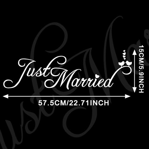 Image of TOMALL Just Married Wedding Vinyl Decal for Car Window Hood Trunk Body Side Wall Waterproof Self-Adhesive DIY Decoration Sticker Happiness for Honeymoon Wedding (White)