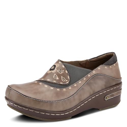 Image of Spring Step L'artiste Burbank Leather Clogs for Women | Designer Hand-Painted Slip-On Shoes | Ladies Casual Platform Clog