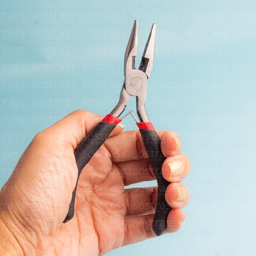 Kit Mini Alicates Preto Bico Redondo, Meia Cana Liso e Corte Diagonal