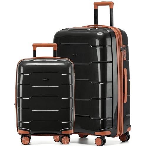 CRUW 2-Piece Luggage Set Expandable Polypropylene Suitcase Set TSA Locks 8 Silent Spinner Wheels Lightweight Nested Suitcases Travel Set easyJet BA Jet2 Airline-Approved Carry-On & Large Check in
