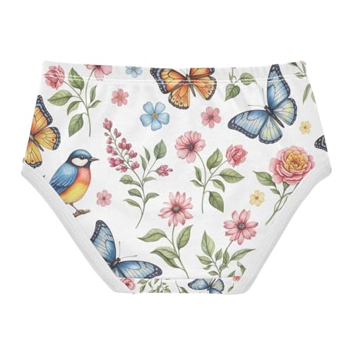 Colorful Watercolor Flowers Kids Underwear, Toddler Panties, Girls Cotton Underwear, 2–8 Years2
