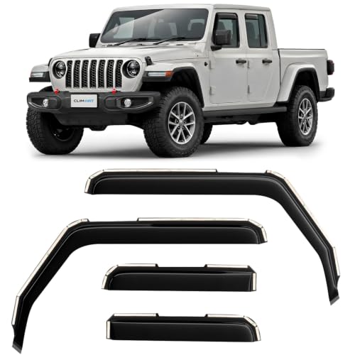 Image of CLIM ART in-Channel Incredibly Durable Rain Guards for Jeep Gladiator 2020-2026,Original Window Deflectors,Vent Deflector,Vent Window Visors,Truck Accessories,4pcs-620202