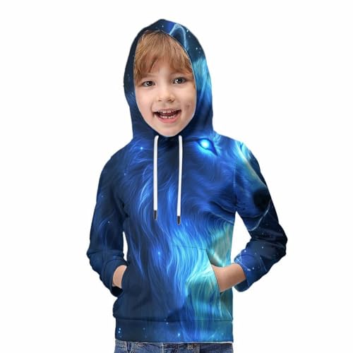 Sweat-shirt à capuche enfant loup bleu pull confortable 3D - 5