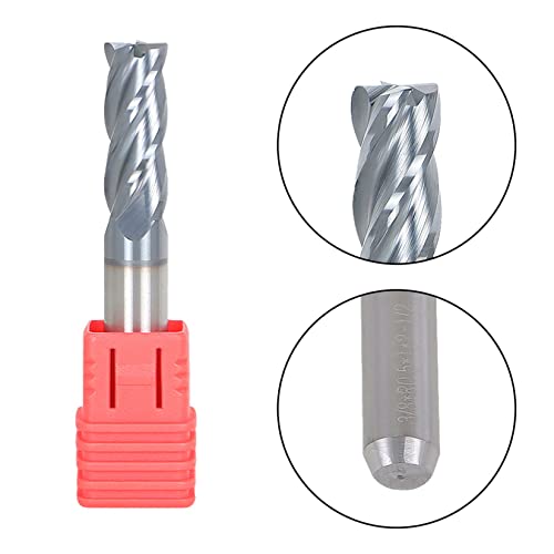 Findmall 3/8 Inch Helix Carbide End Mill - .020 Radius Tialn Coated 4 Flute 1 Inch Length Of Cut Fit For Aluminum Cut Non-Ferrous Metal Upcut Cnc Spiral Router Bit #TOP2
