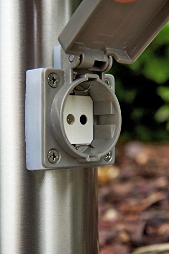 hofstein Lámpara de exterior Caserta con 2 enchufes, lámpara de pie moderna de acero inoxidable, luz de camino 45 cm, lámpara de jardín, E27, iluminación de jardín IP44, sin bombilla(s)