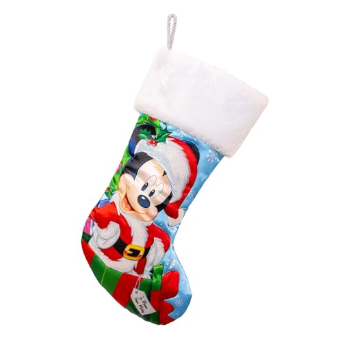 Kurt Adler Santa Mickey Mouse Stocking with Plush Cuff
