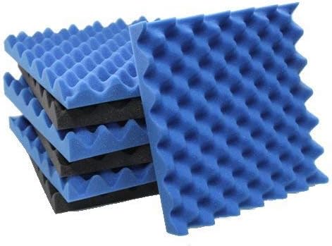 6 Pack Blue / Charcoal egg crate foam acoustic foam tiles soundproofing foam panels sound insulation soundproof foam padding sound dampening Studio sound proof padding 1.5" x 12" x 12"