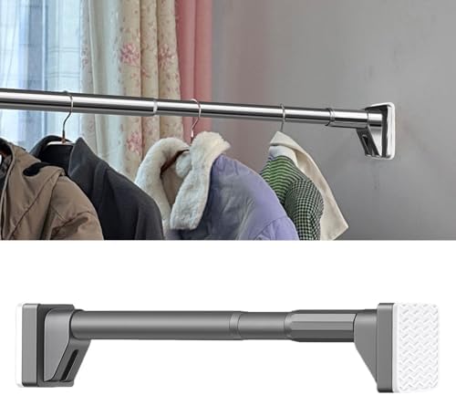 Adjustable Tension Rod for Hanging Clothes & Curtains, Retractable Stainless Steel Closet Rod Extender, No-Drill Drying Bar for Bathroom, 0.5m - 4m Length
